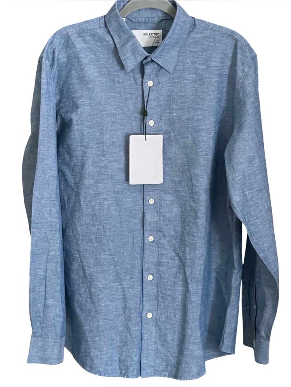 Selected Homme Linen Blend Shirt Button Up Men's XL (17.5) NWT